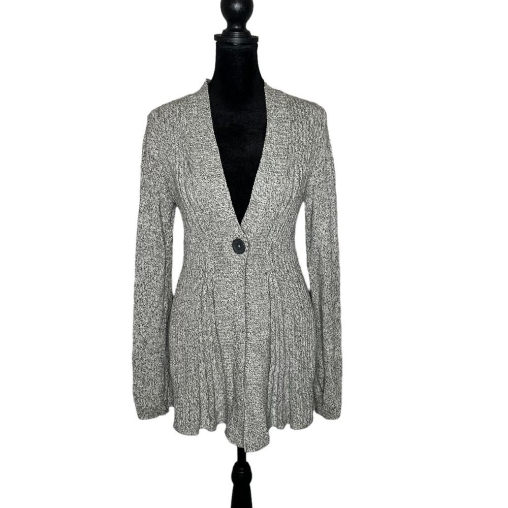 Anthropologie Rosie Neira Size S Sweater Gray Cardigan Knit Long Sleeve Swing